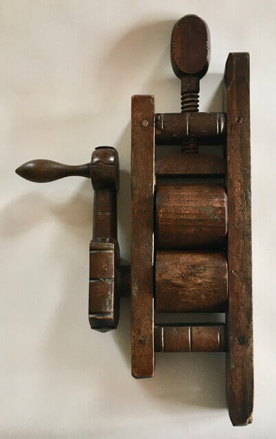 Wooden splint mill from the 1800s, Photograph courtesy of Veronica Main