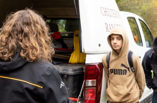 young people by Chiltern Rangers truck