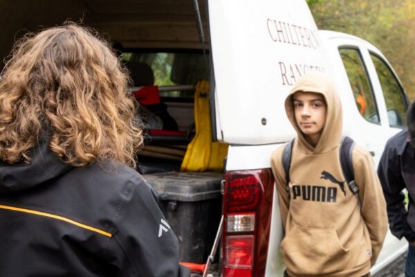 young people by Chiltern Rangers truck