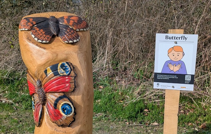 Dunstable Downs Woodland Walk BSL sign