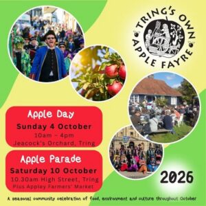 Poster detailing two apple events for Tring Apple Fayre